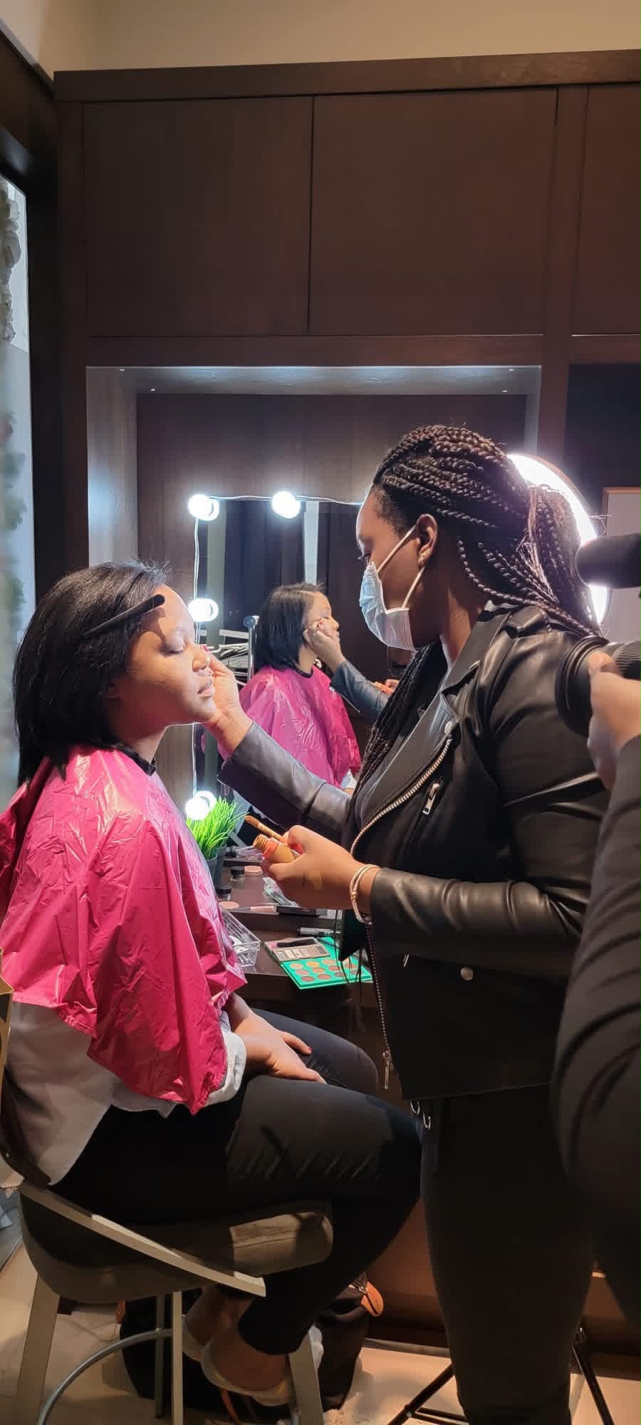 Photoshoot hair and makeup preparation